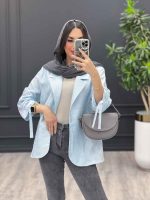 استایل با مانتو آبی