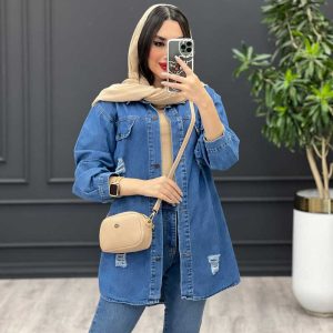 مانتو جین زاپدار آبی تیره کد 3424