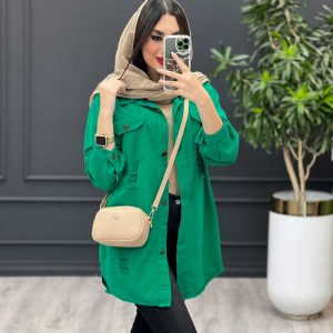 مانتو کتان رنگی زاپدار کد 3417