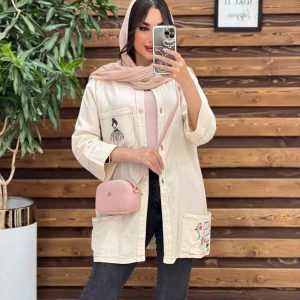 مانتو لینن جیب گلدوزی دکمه رنگی کد 2970