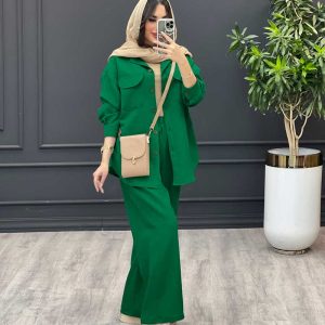 ست مانتو و شلوار دو جیب کد 3455