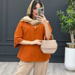 مانتو جلو بسته آستین پاگن کد 3363