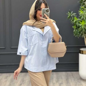مانتو جلو بسته آستین پاگن کد 3363