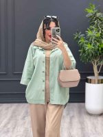 مانتو جیب دکمه پایین هلال کد 3492 - تصویر 5
