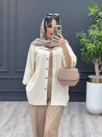 مانتو جیب دکمه پایین هلال کد 3492 - تصویر 22