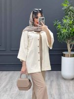 مانتو جیب دکمه پایین هلال کد 3492 - تصویر 14