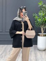 مانتو جیب دکمه پایین هلال کد 3492 - تصویر 10