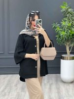 مانتو جیب دکمه پایین هلال کد 3492 - تصویر 7