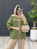 مانتو دو جیب بغل سه دکمه کد 3485 - تصویر 8