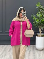 مانتو دو جیب بغل سه دکمه کد 3485 - تصویر 14