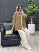 مانتو دو جیب بغل سه دکمه کد 3485 - تصویر 15