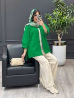 مانتو دو جیب بغل سه دکمه کد 3485 - تصویر 6