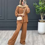 ست مانتو شلوار آستین پاگن تک جیب کد 3465