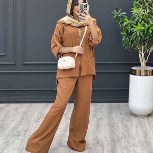 ست مانتو شلوار آستین پاگن تک جیب کد 3465