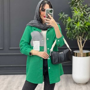 مانتو لینن جیب راه راه کد 3494