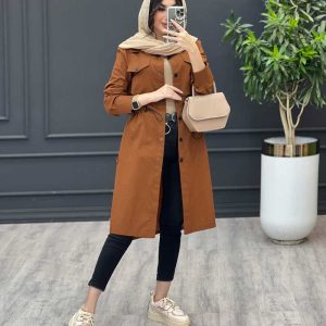 مانتو دانشجویی بلند کمرگت کد 3496