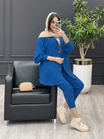 مانتو شلوار آبی تیره