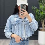 کت جین نیم تنه زاپ دار