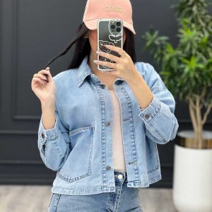 کت جین نیم تنه دو جیب کد 3471