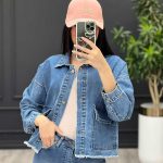کت جین نیم تنه دو جیب پایین ریش کد 3470
