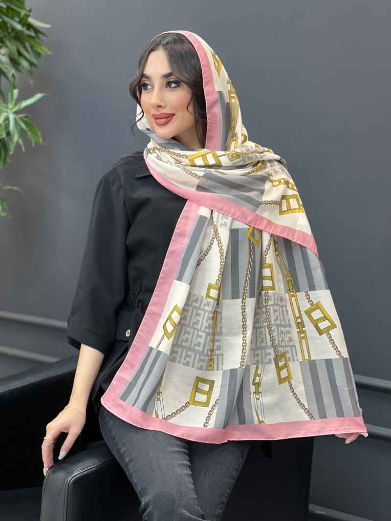 شال طرح زنجیر و سگک کد 3409 شال طرح زنجیر و سگک کد 3409