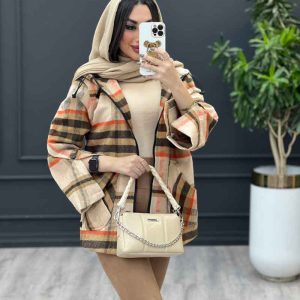 پالتو کلاه دار بغل دو دکمه کد 3569