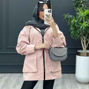 بارانی کمرگت آستین چین دار کد 3560