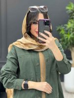 استایل پاییزی با مانتو زیتونی