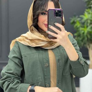 استایل پاییزی با مانتو زیتونی