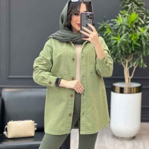 مانتو کتان رنگی دو جیب کد 3594