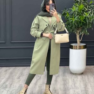بارانی بلند ژیله دو دکمه کد 3563