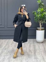 بارانی بلند دو دکمه مشکی