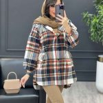 شکت چهارخونه کلاه دار کمرگت کد 3602