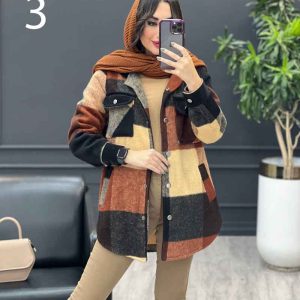 پالتو چهارجیب کلاه خزدار کد 3515
