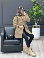 بارانی کلاه داره کرم