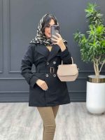 بارانی چهاردکمه آستین سگک کد 3604 - تصویر 8