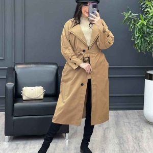بارانی بلند بالا جیب سگک کد 3562