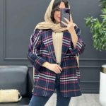پالتو چهارخونه یقه آرشال کد 3679