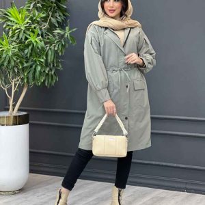 بارانی کلاه دار آستین چین کد 3694