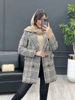 پالتو چهارخونه کوتاه چهار دکمه کد 3773