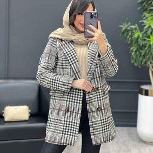 پالتو چهارخونه کوتاه چهار دکمه کد 3773