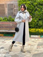 پالتو یقه امریکایی طوسی روشن