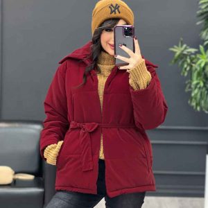 کاپشن سیلیکونی جلوباز کمردار کد 3852
