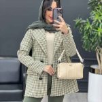 پالتو کتی یقه چرم کد 3875