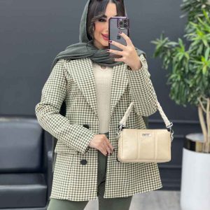 پالتو کتی یقه چرم کد 3875