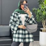 پالتو چهارخونه کمر دار کد 3870