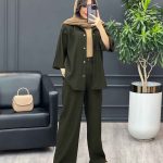ست مانتو و شلوار بیسکوییتی کد 3902