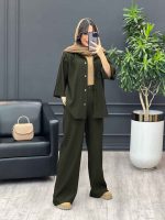 ست مانتو و شلوار بیسکوییتی کد 3902
