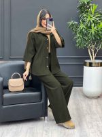 ست مانتو و شلوار بیسکوییتی کد 3902 - تصویر 14