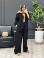 ست مانتو و شلوار بیسکوییتی کد 3902 - تصویر 5